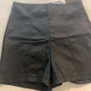 Faux leather shorts black fashion nova